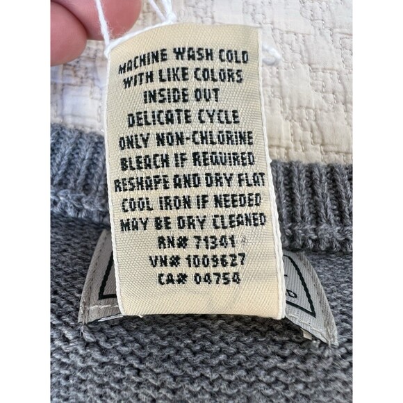 LL Bean Sweater‎ Men's Size Large Striped Blue Gray Cotton Cashmere Blend V-Neck - Picture 8 of 14